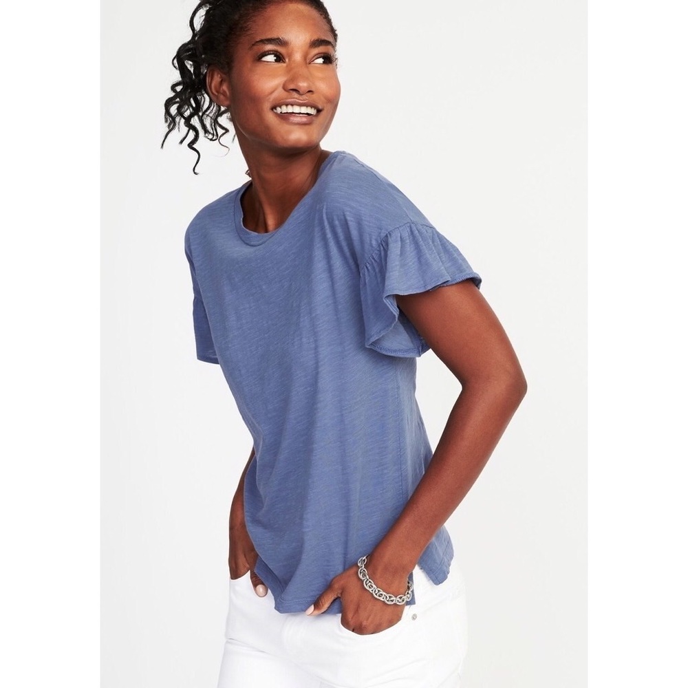 Old Navy XL Blue Ruffle Sleeve Tee